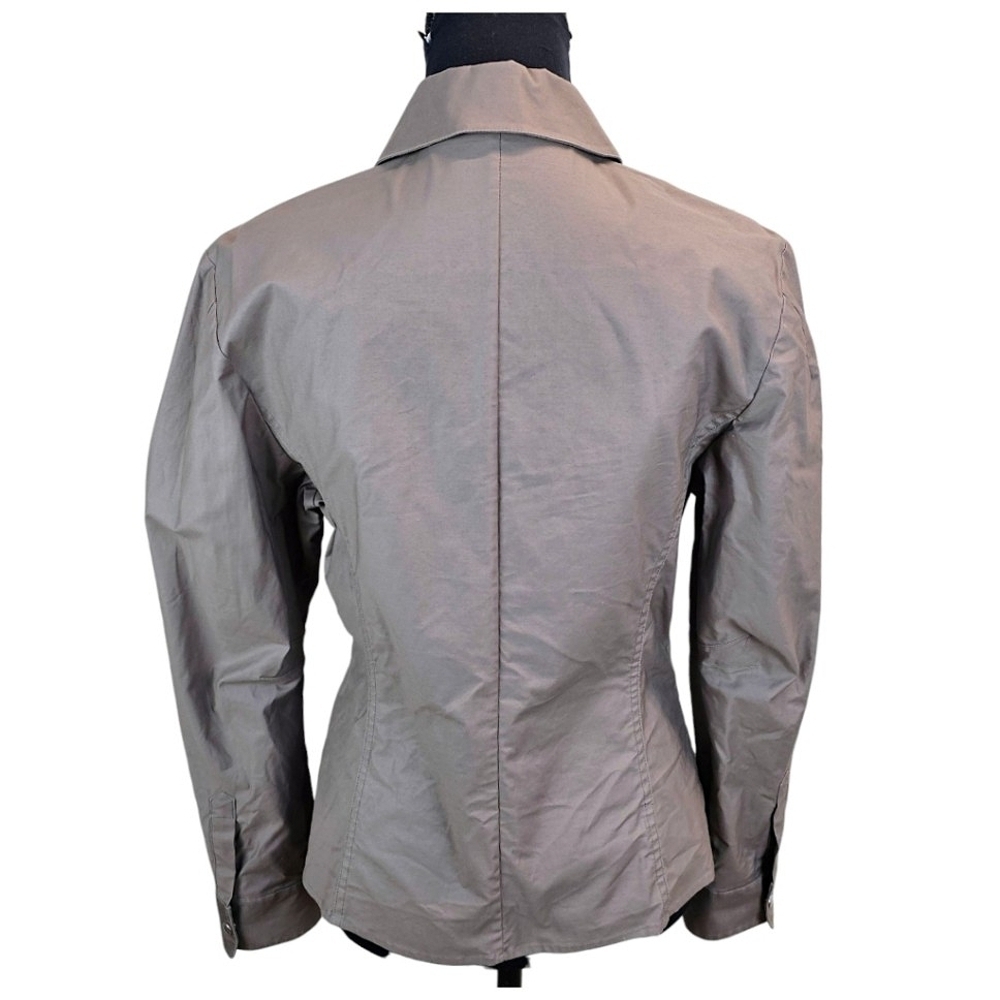 Thakoon Cotton Puff Sleeve Shirt Jacket Sz 6 Taupe Fitted Avant Garde Unique - Picture 6 of 16